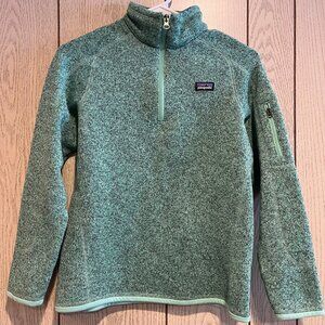 Patagonia Girls Better Sweater 1/4 zip Youth XL 14 Vjosa Green